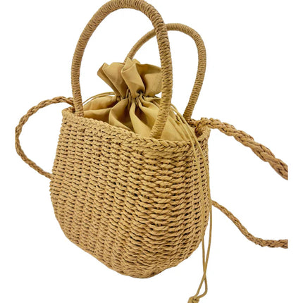 RATTAN BEACH TOTE SHOULDER BAG WITH SCARF 4225-4 (1PC)