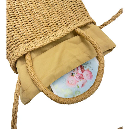 RATTAN BEACH TOTE SHOULDER BAG WITH SCARF 4225-4 (1PC)