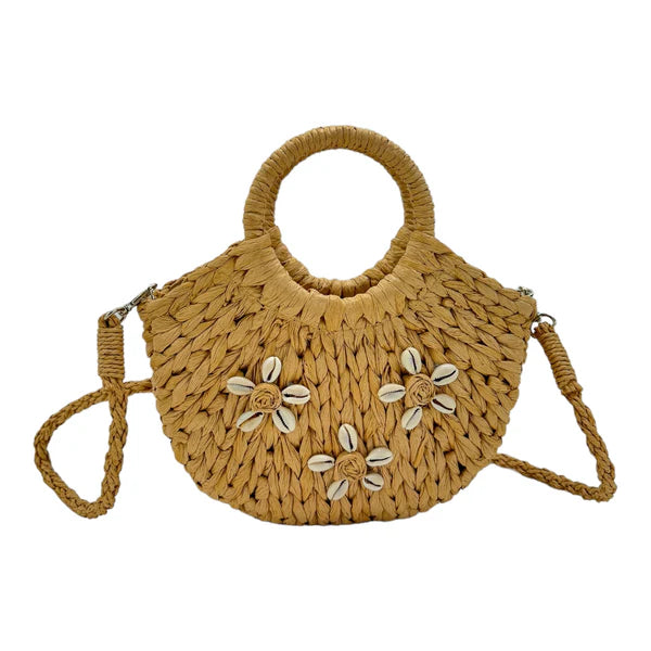 RATTAN BEACH TOTE SHOULDER BAG WITH SHELL 4225-9 (1PC)