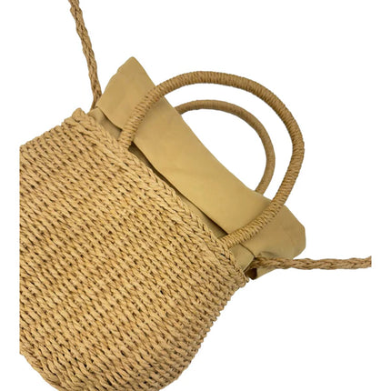 RATTAN BEACH TOTE SHOULDER BAG WITH SCARF 4225-4 (1PC)