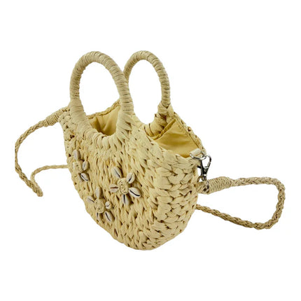 RATTAN BEACH TOTE SHOULDER BAG WITH SHELL 4225-9 (1PC)