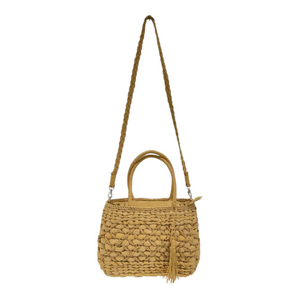 RATTAN BEACH TOTE SHOULDER BAG WITH TASSEL BG4225-7 (1PC)