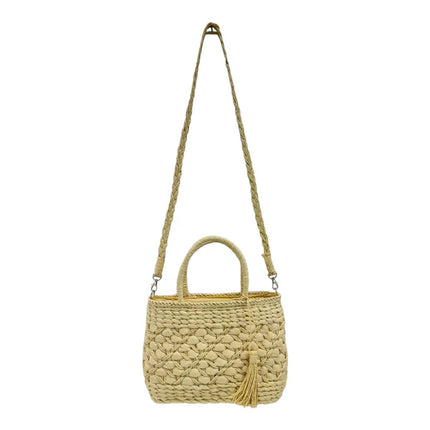 RATTAN BEACH TOTE SHOULDER BAG WITH TASSEL 4225-7 (1PC)