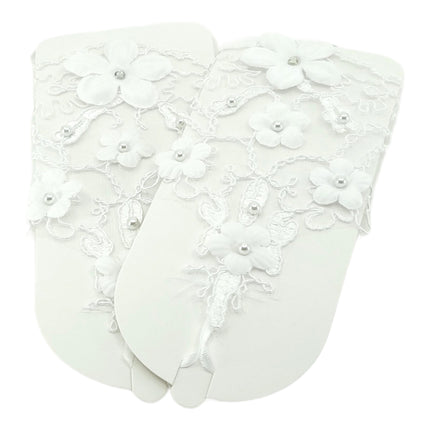 Wedding Glove Lace Up Fingerless Floral WG216 (12PC)