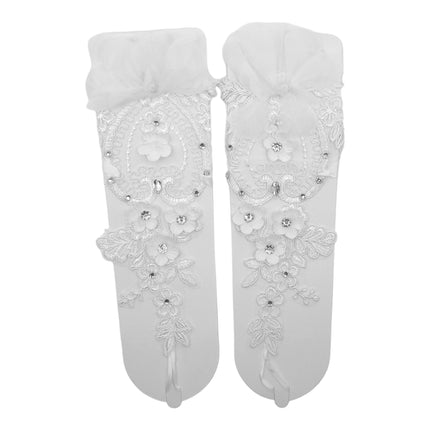 Wedding Glove Lace Up Fingerless Floral WG218 (12PC)