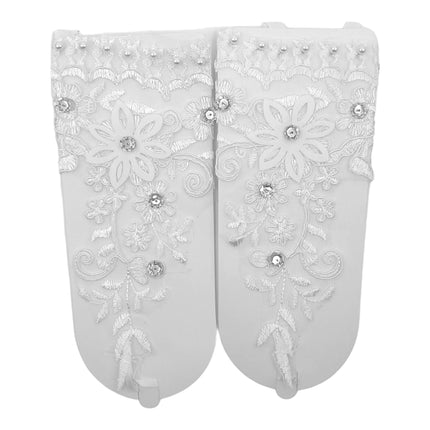 Wedding Glove Lace Up Fingerless Floral WG221 (12PC)