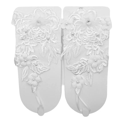 Wedding Glove Lace Up Fingerless Floral WG224 (12PC)