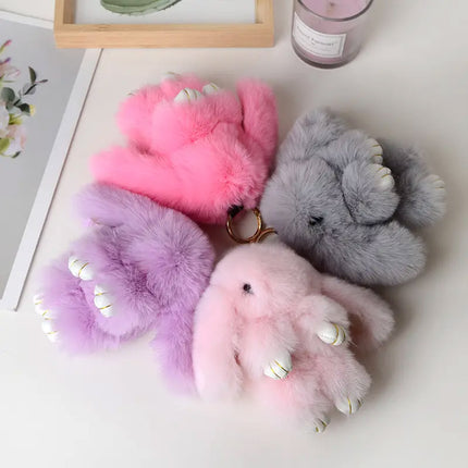 SMALL RABBIT POM POM KEYCHAIN 0225-5 (12PC)