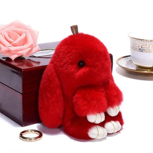LARGE RABBIT POM POM KEYCHAIN 0225-6 (12PC)