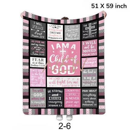 Child of God Bible Verse Biblical Graphic Blanket 2-6 (1PC)