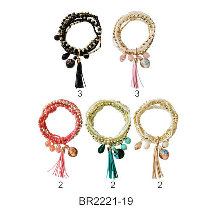 TASSEL BEAD BRACELET 2221-19 (12PC)