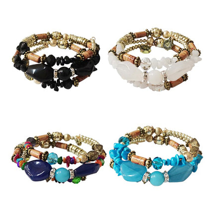 COLOR STONE N GOLD BEAD BRACELET 2221-29 (12PC)