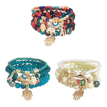 ELEPHANT N HAMSA CHARM BALL BRACELET BR2521-62 (12PC)