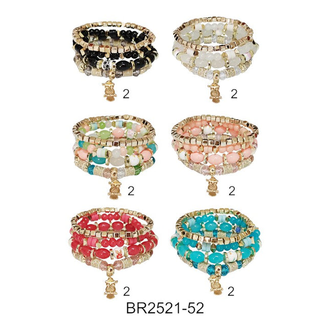 OWL CHARM BALL BRACELET 2521-52 (12PC)