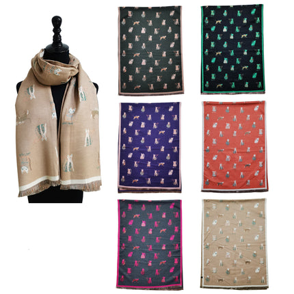 Cashmere Feel Winter Reversible Classic Cat Style  Scarves SCF1230-36(12PC)