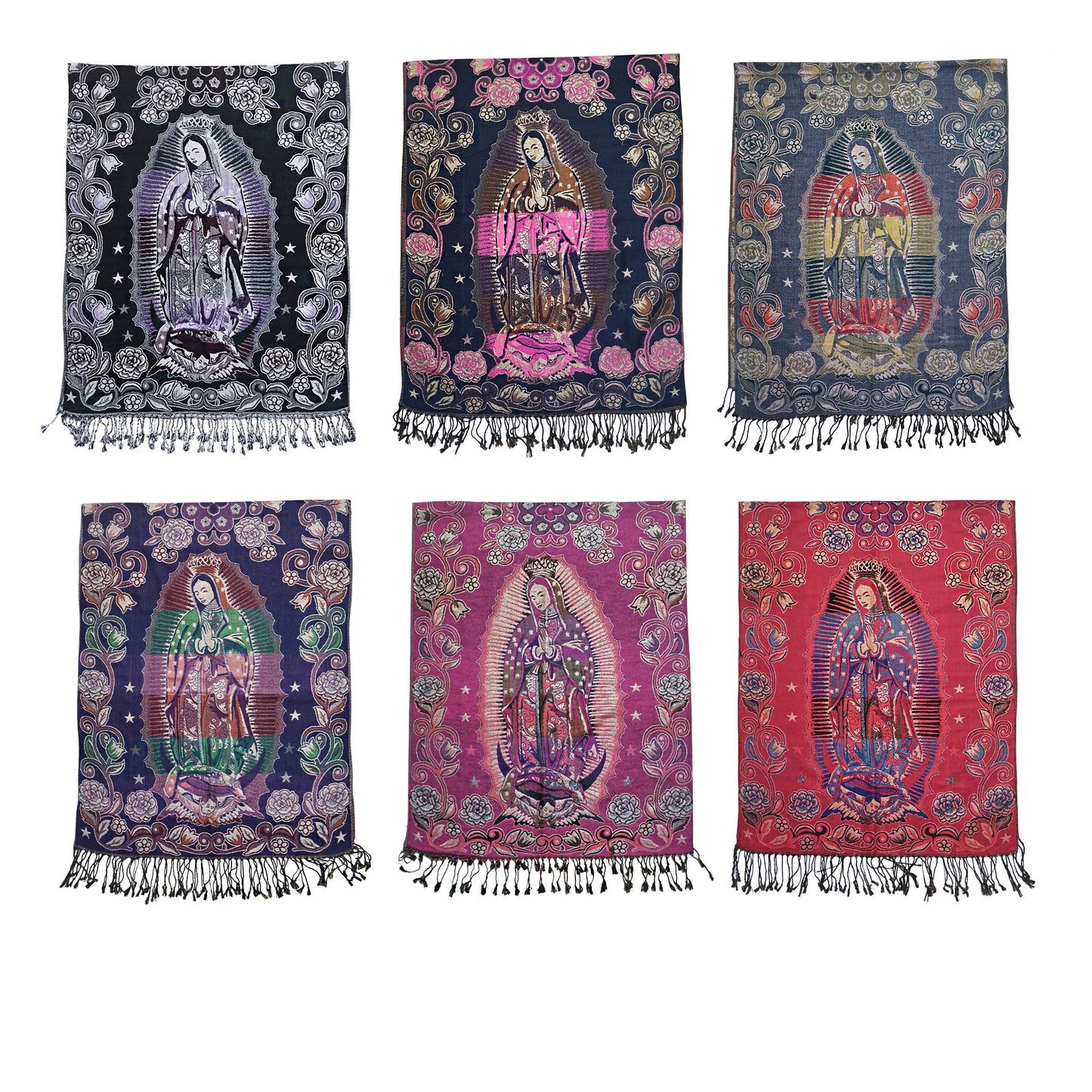 METALLIC PASHMINA OUR LADY OF GUADALUPE 31105-14 (12PC)