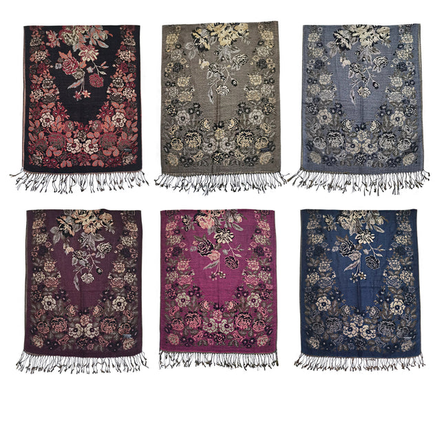 METALLIC PASHMINA FLOWER PATTERN 31105-53 (12PC)