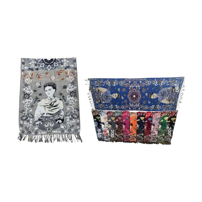 METALLIC PASHMINA FRIDA KAHLO SCF4814-1 (12PC)