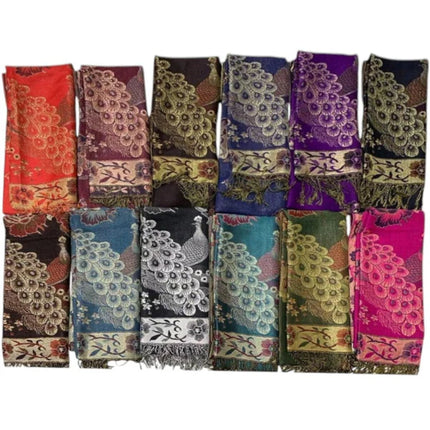 METALLIC PASHMINA PEACOCK SCF4815-14 (12PC)