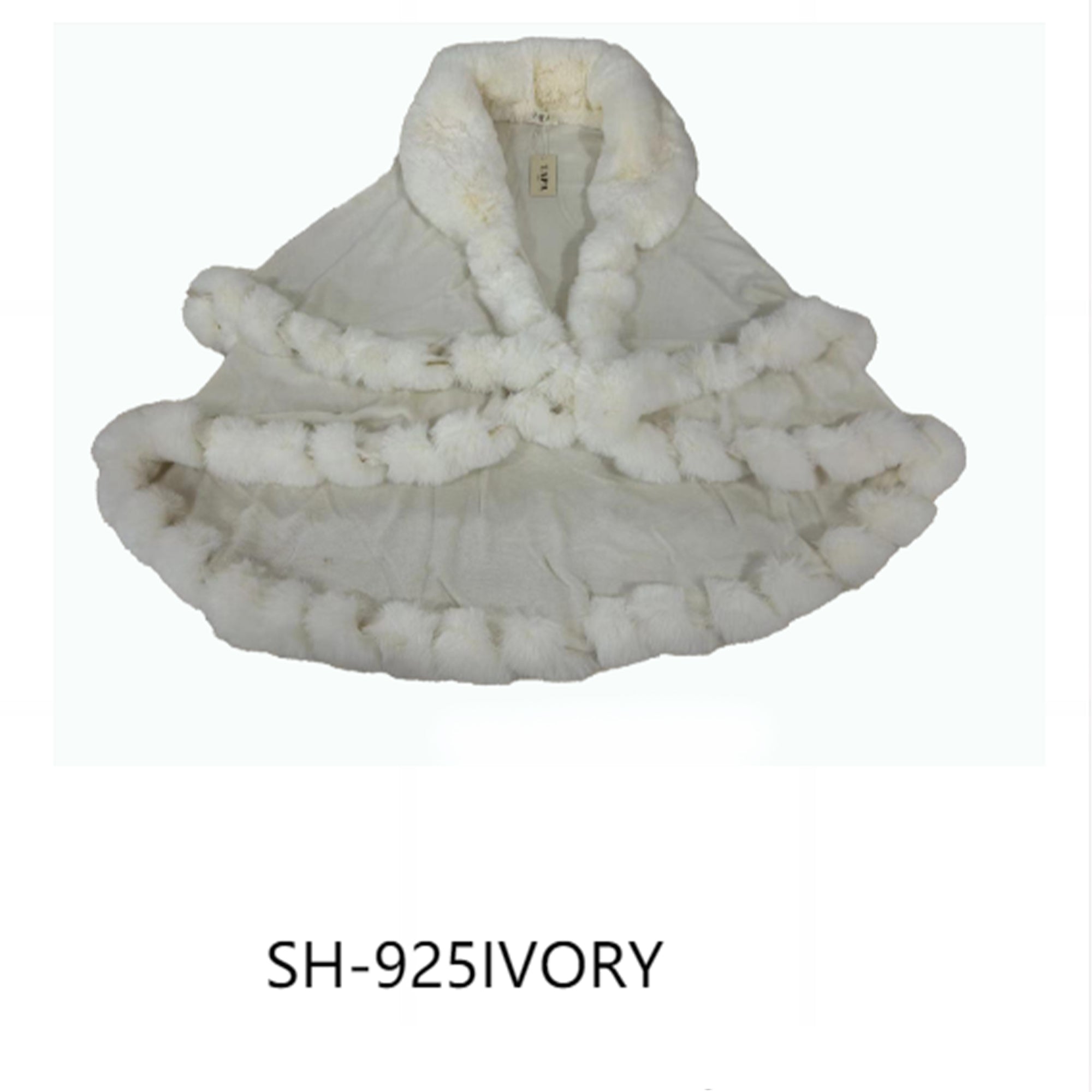 SOLID COLOR FUR DOUBLE LAYER PONCHO 925 (6PC)