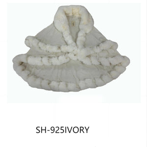 SOLID COLOR FUR DOUBLE LAYER PONCHO 925 (6PC)