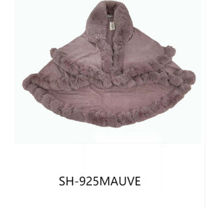 SOLID COLOR FUR DOUBLE LAYER PONCHO 925 (6PC)
