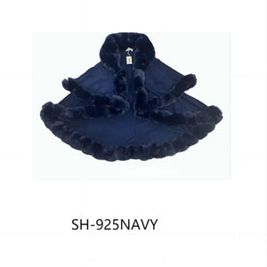 SOLID COLOR FUR DOUBLE LAYER PONCHO 925 (6PC)