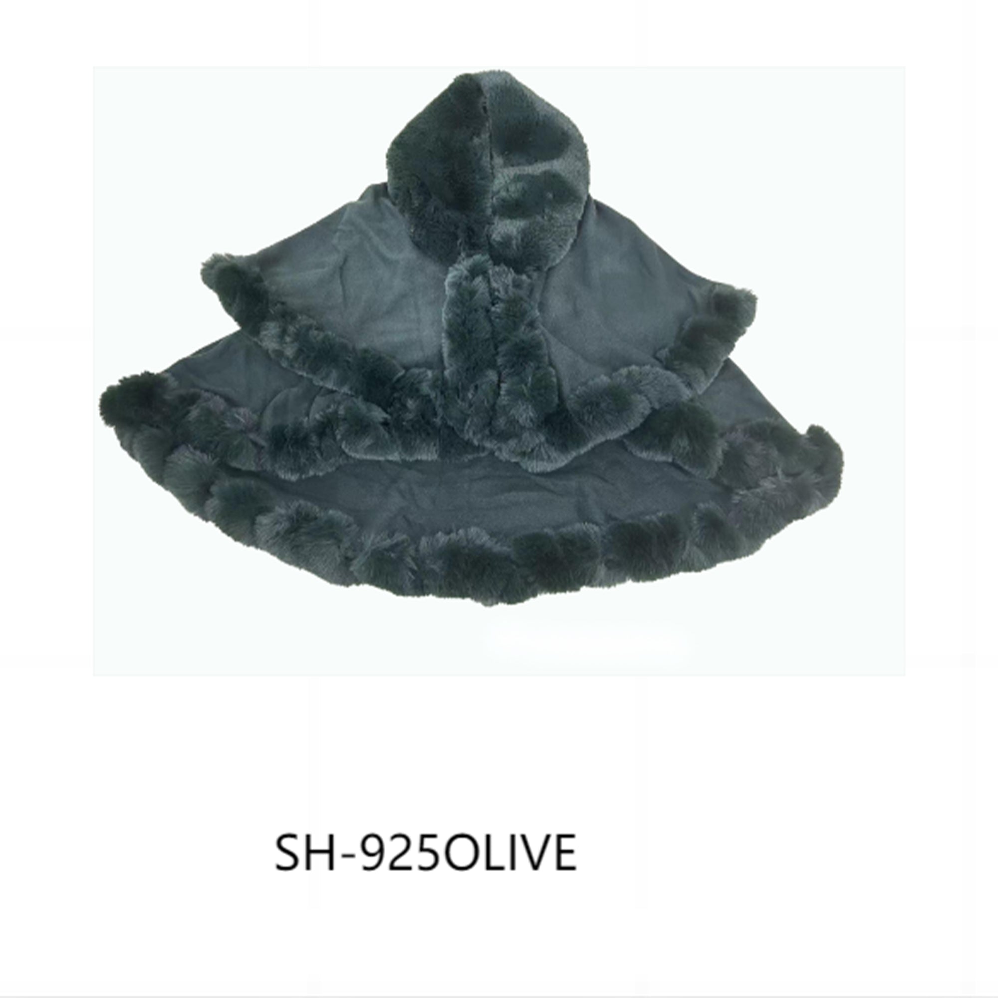 SOLID COLOR FUR DOUBLE LAYER PONCHO 925 (6PC)