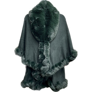 SOLID COLOR FUR DOUBLE LAYER PONCHO 925 (6PC)