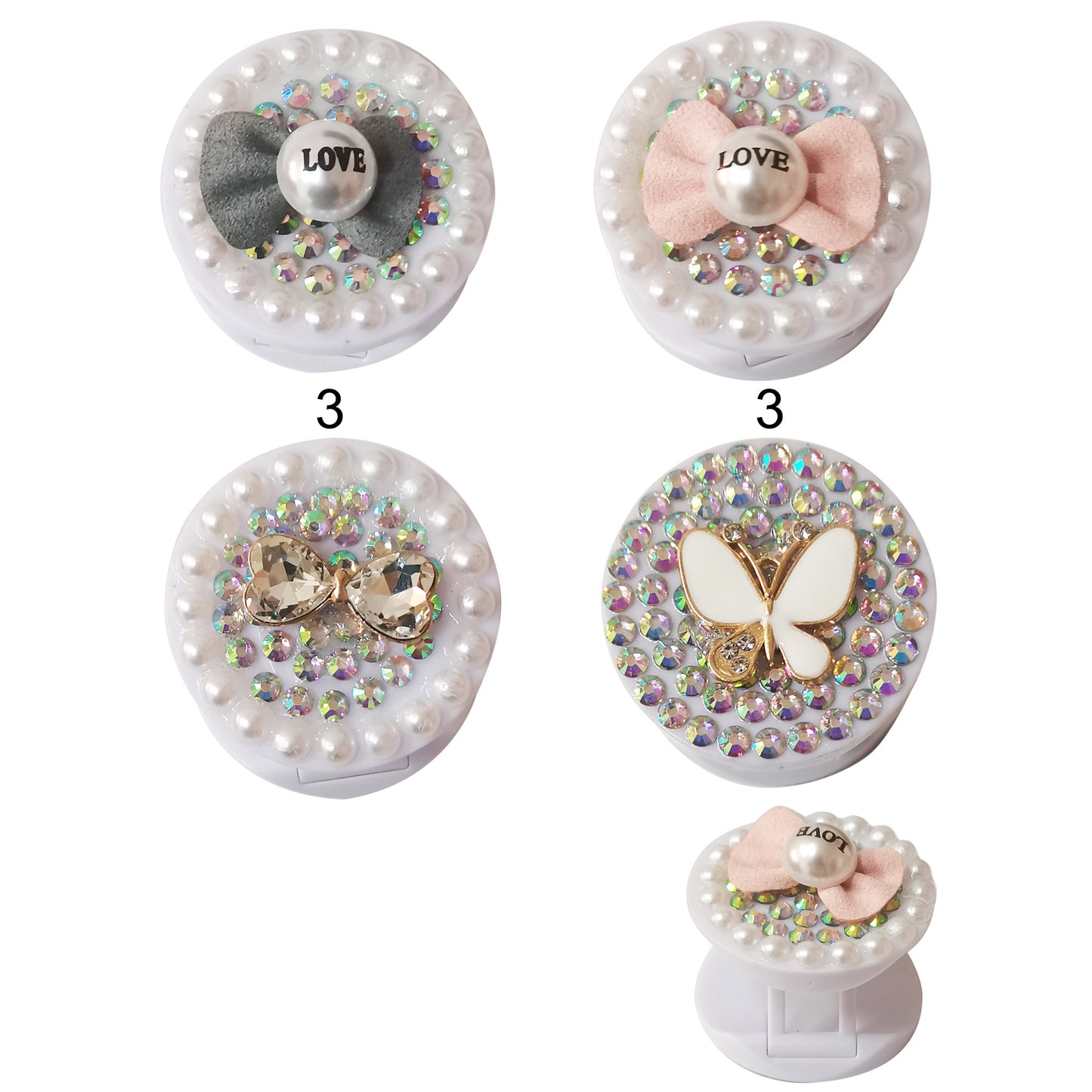 RHINESTONE BUTTERFLY PHONE STAND OUT GRIP 3124-34 (12PC)