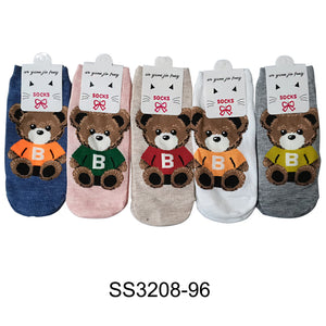 CUTE TEDDY BEAR SOCKS 3208-96 (12PC)