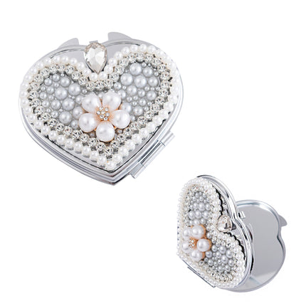 FLOWER PEARL CHARM HEART HAND MIRROR 3222-27 (6PC)