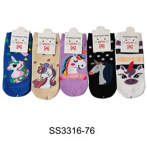 CUTE UNICORN COLOR SOCKS 3316-76 (12PC)