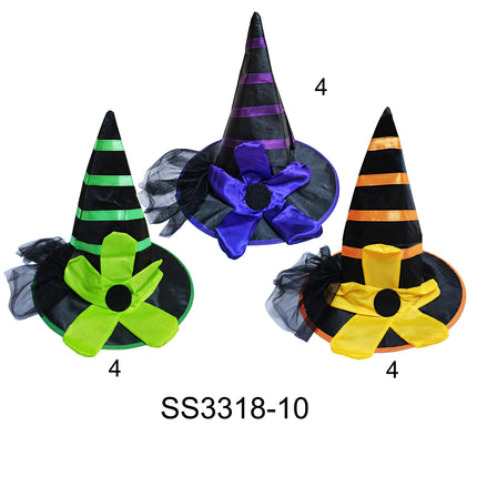 WITCH STRIPE FLOWER PARTY HAT 3318-10 (12PC)