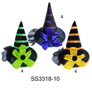 WITCH STRIPE FLOWER PARTY HAT 3318-10 (6PC)