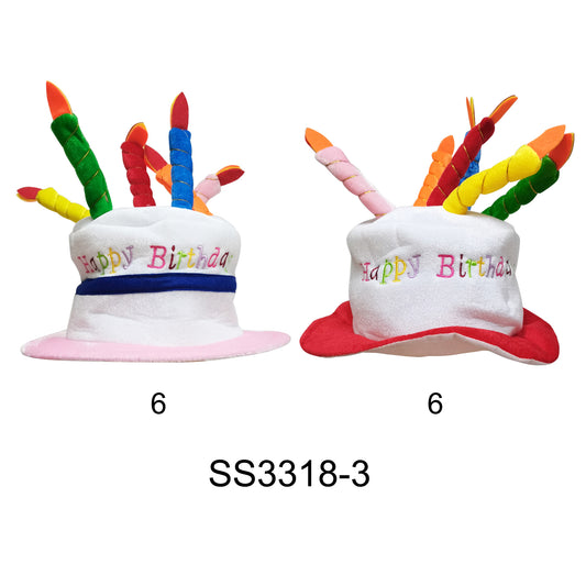 BIRTHDAY CAKE PARTY HAT 3318-3 (6PC)