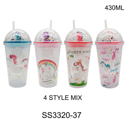 KIDS UNICORN SPARKLE LID N STRAW TUMBLER SS3320-37 (12PC)