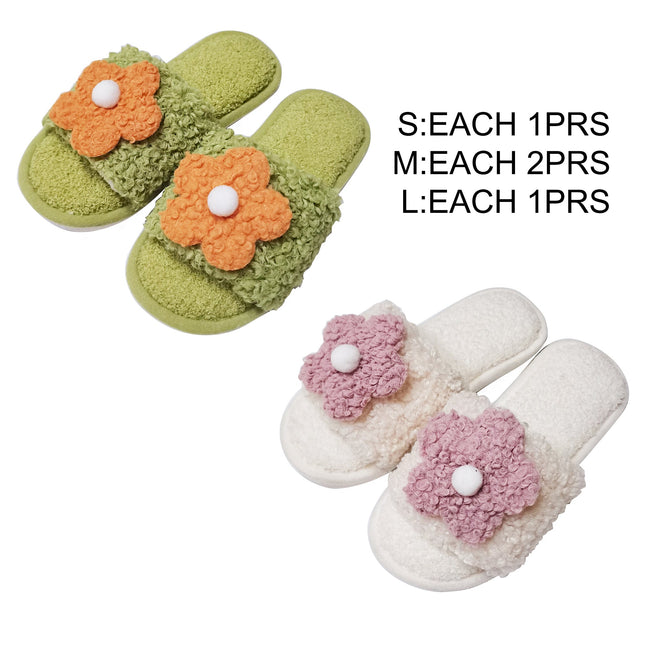CUTE FLOWER FLUFFY HOME SLIDE SLIPPERS SS3429-42 (12PAIR)