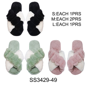 POM POM FLUFFY HOME SLIDE SLIPPERS 3429-49 (12PC)