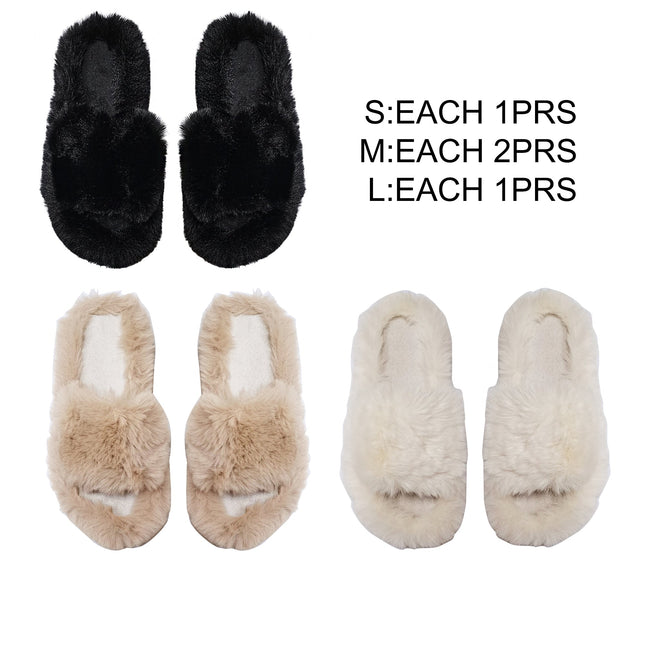 Pom Pom Fluffy Slide Slippers SS3429-57 (12PAIR)