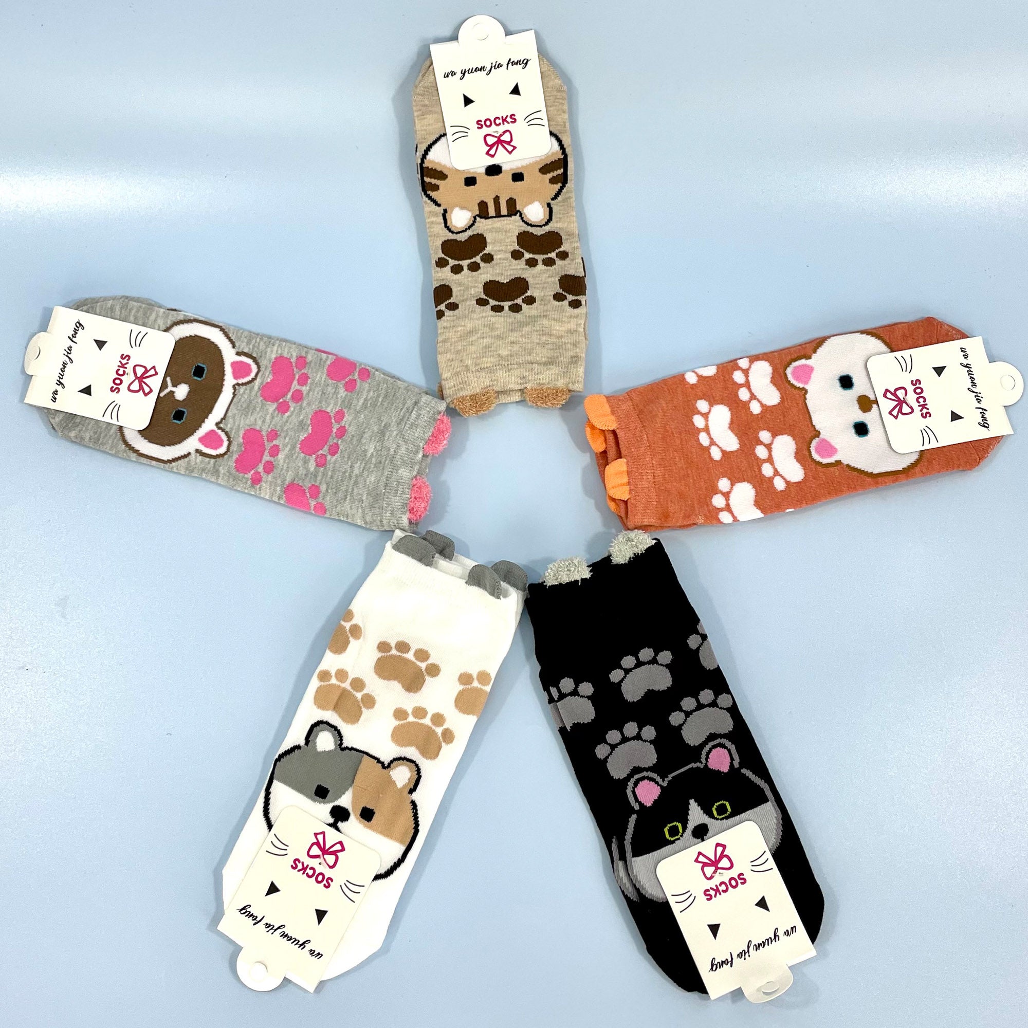 CUTE ANIMAL PAW CARTOON SOCKS 3517-3 (12PC)