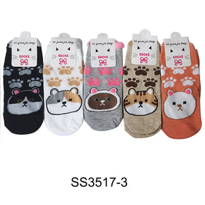 CUTE ANIMAL PAW CARTOON SOCKS 3517-3 (12PC)