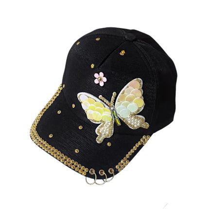 Bling Rhinestone Gold Butterfly Baseball Cap SS41128-12 (12PC)