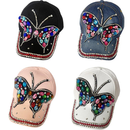Bling Rhinestone Rainbow Butterfly Baseball Cap SS41128-13 (12PC)
