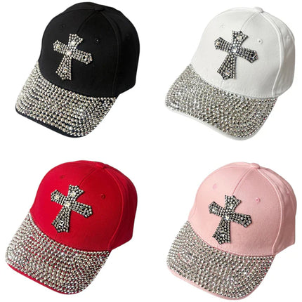 BLIING RHINESTONE CROSS BASEBALL CAP SS41128-22 (12PC)
