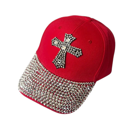 BLIING RHINESTONE CROSS BASEBALL CAP SS41128-22 (12PC)