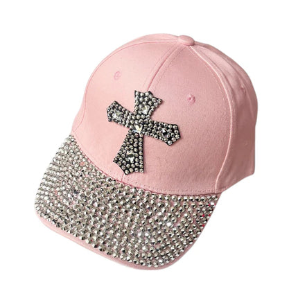 BLIING RHINESTONE CROSS BASEBALL CAP SS41128-22 (12PC)