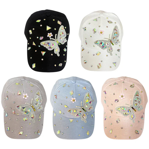 Bling Rhinestone Butterfly Baseball Cap SS41128-24 (12PC)