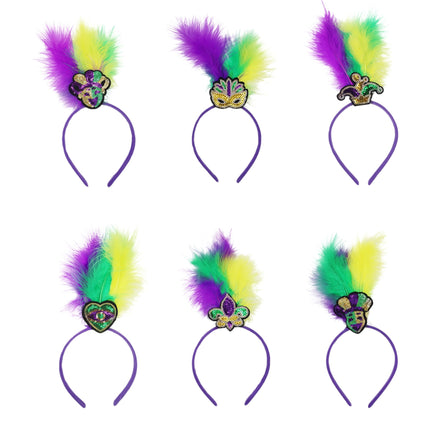 Mardi Gras Party Sequin Feather Headband SS51109-12(12PC)