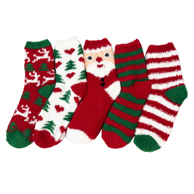 Winter Fleece Cozy Sleep Fluffy Socks Christmas Print SS5912-16 (12PC)
